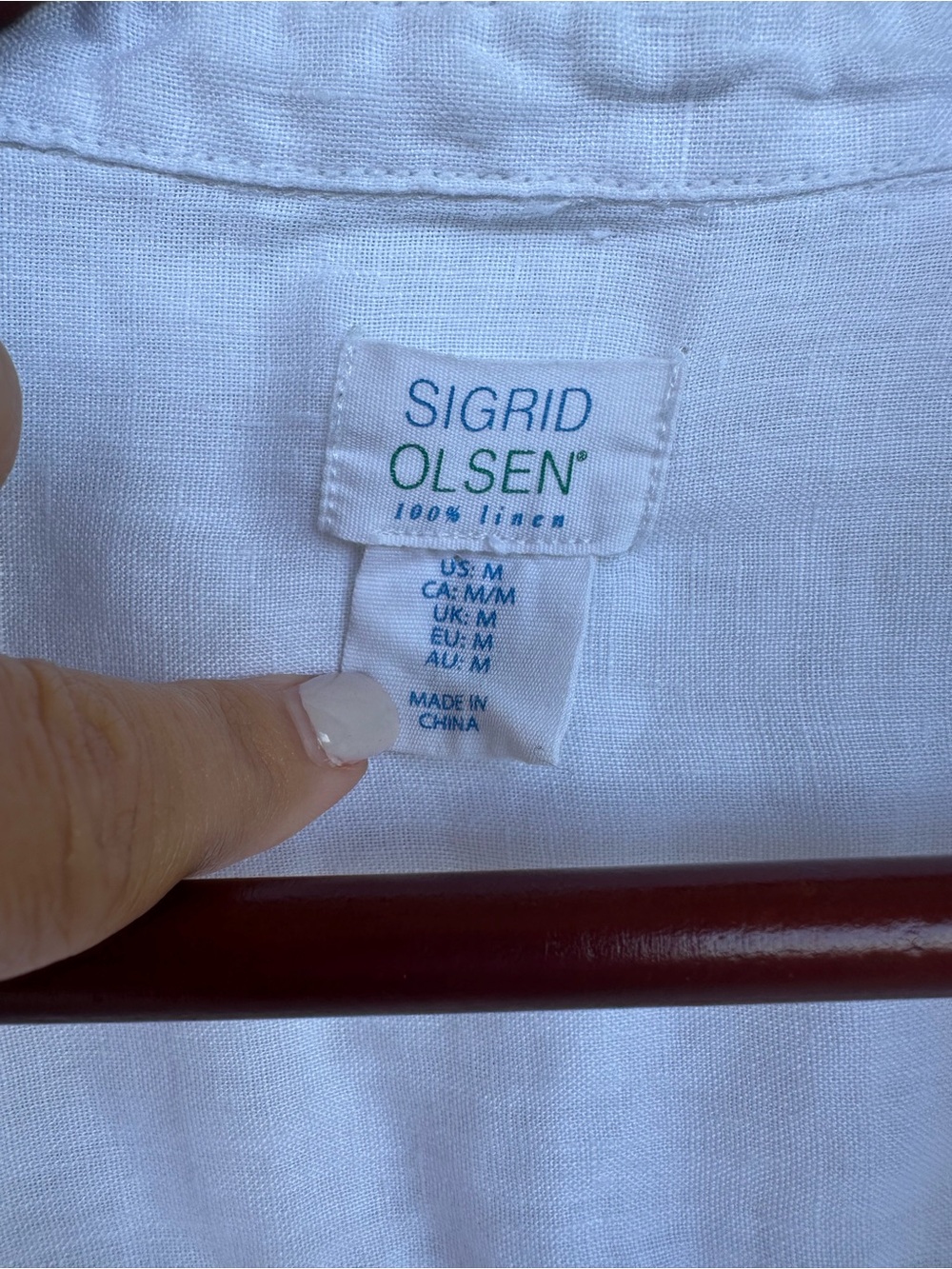 Sigrid Olsen 100% Linen White Tunic Top Medium Coastal Beach Resort Eurosummer - Picture 4 of 8